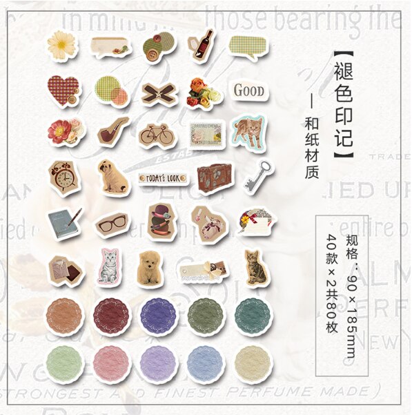 80 Stks/pak Kawaii Briefpapier Stickers Kleine Verse Retro Dagboek Planner Decoratieve Mobiele Stickers Scrapbooking Diy Craft Stickers: tuiseyinji