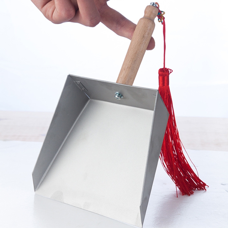 066E Mini Stainless Steel Dust Pan with Handle Cleaning Shovel Metal Cleaning Tool