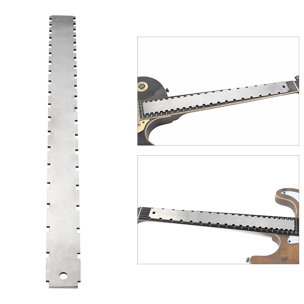 Tsai Rvs Gitaar Straight Edge Meten Tool Voor Elektrische Gitaren Hals Notched Toets En Frets