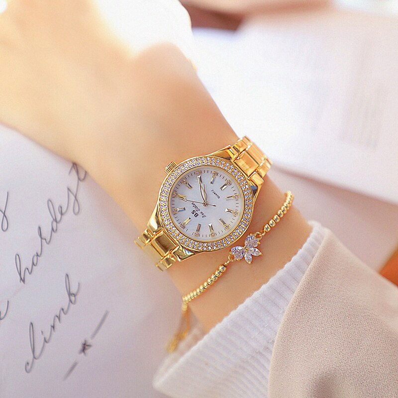 2022 Gold Ladies Wrist Watches Dress Watch Women Crystal Diamond Watches Stainless Steel Silver Clock Women Montre Femme