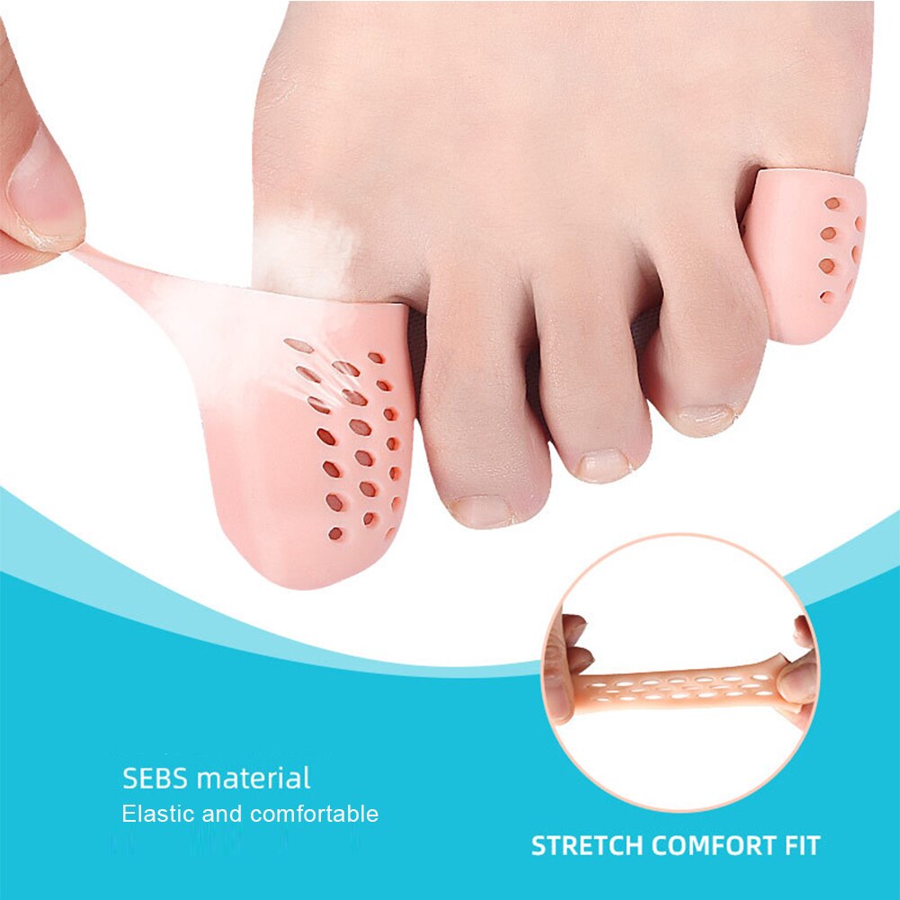 Protector de dedo gordo del pie, Protector de silicona suave y transpirable para el cuidado del pulgar, callos para pies, ampollas, funda para dedos, 2 piezas