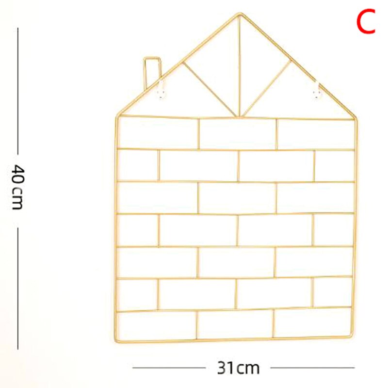 Metal Grid Decor Photo Frame Wall Art Display Mesh Storage Shelf Organizer Rack