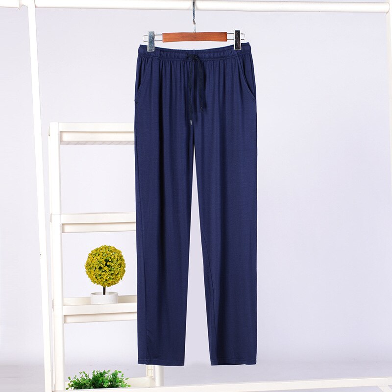 Fall Plus Size Men&#39;s Home Pajamas Pants Solid Color Soft Modal Fabric Casual Sleepwear Trousers Bas De Pyjama Homme: 2 / XL