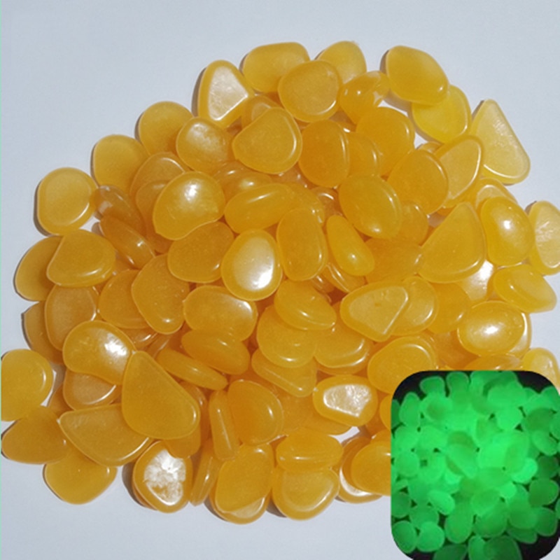 Piedras fluorescentes para pecera de jardín, accesorios de decoración de piedra luminosa para acuario, piedras brillantes en la oscuridad, , 10 Uds.: 10PCS Dark Yellow