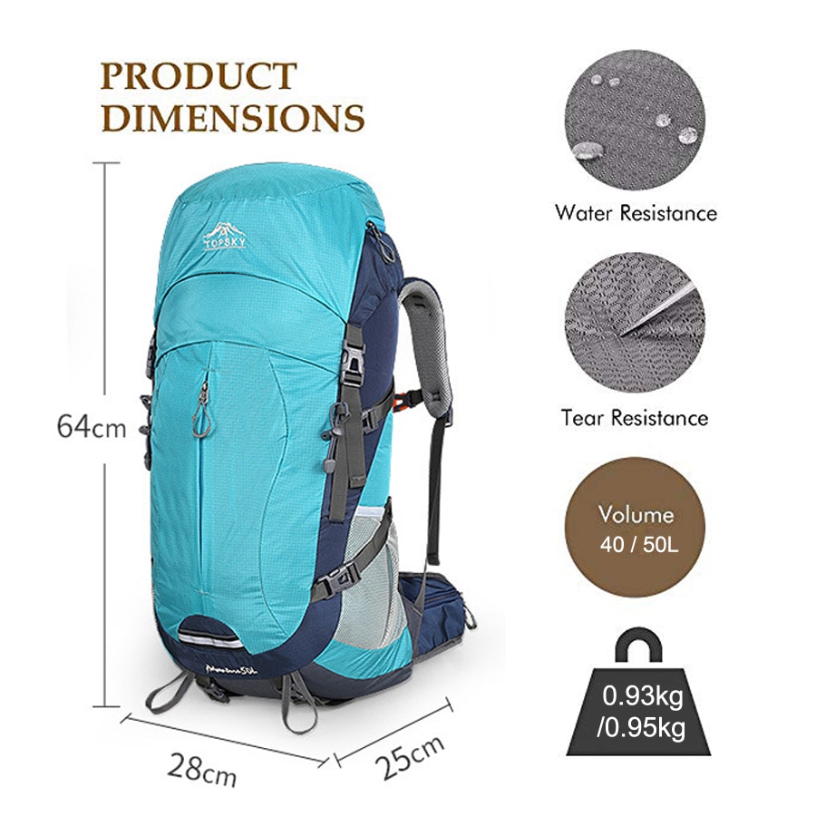 Backpack 40L Internal Frame Ultralight Waterproof Outdoor Mountaineering Hiking Traveling Climbing Camping with Rain Cover