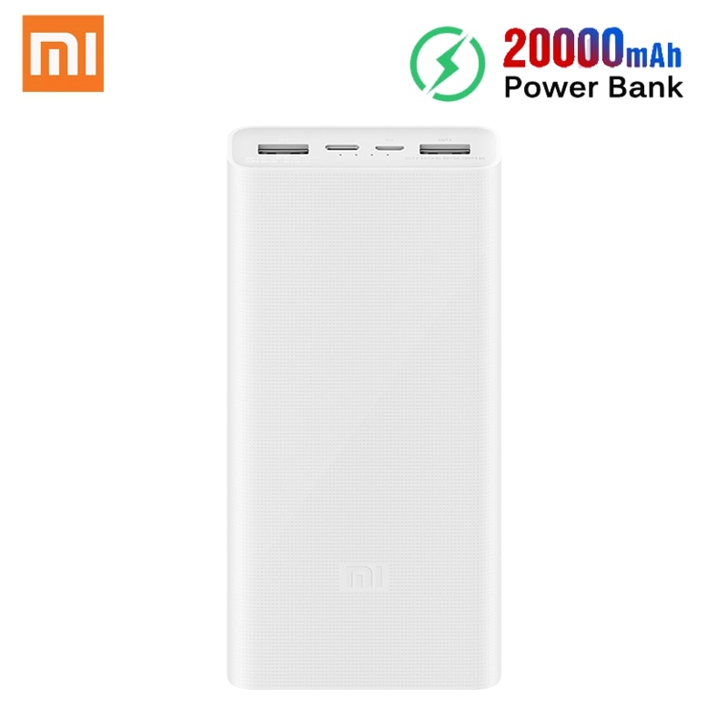 Xiao mi Original mi Power Bank 3 2C 20000mAh USB-C 18W Zwei-Weg Schnelle Ladung QC 3,0 dual USB Typ-C Tragbare Ladegerät Power