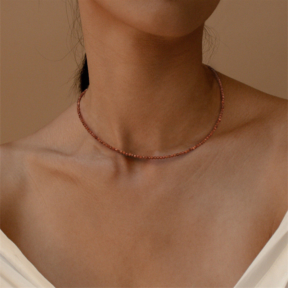 Facetteret halskæde med 2mm perler, mini natursten ametyster, kvarts, agat, choker, minimalistisk fest, smykker til mænd og kvinder