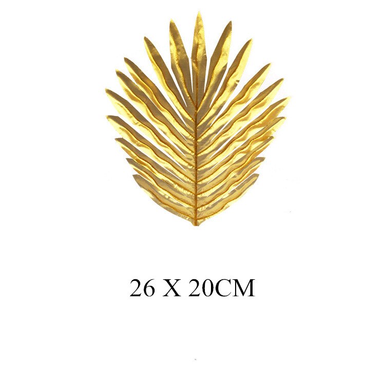12pcs Green Artificial Tropical Palm Tree Monstera Leaves Wedding Home Garden Office Bedroom Decoration Photography Background: 26cm gold