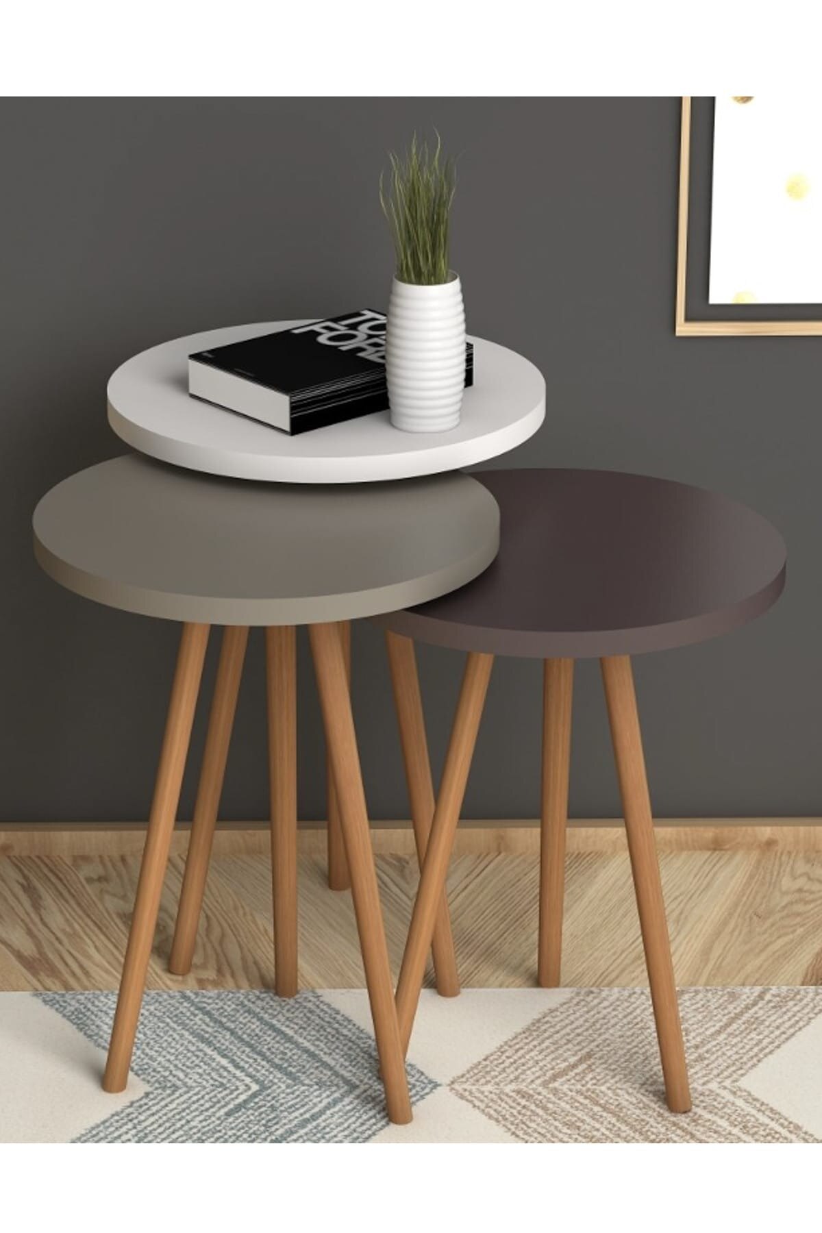3 pièces table basse bois moderne canapé table d'appoint meubles de maison mignon salon chevet petite table ronde créative décor à la maison