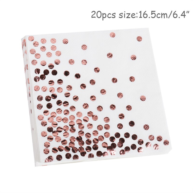 Assiettes or Rose de 24 pièces | Nappe jetable de fête, vaisselle d'anniversaire pour enfants adultes, décor de mariage pour fête d'anniversaire, fête d'anniversaire: 20pcs napkins