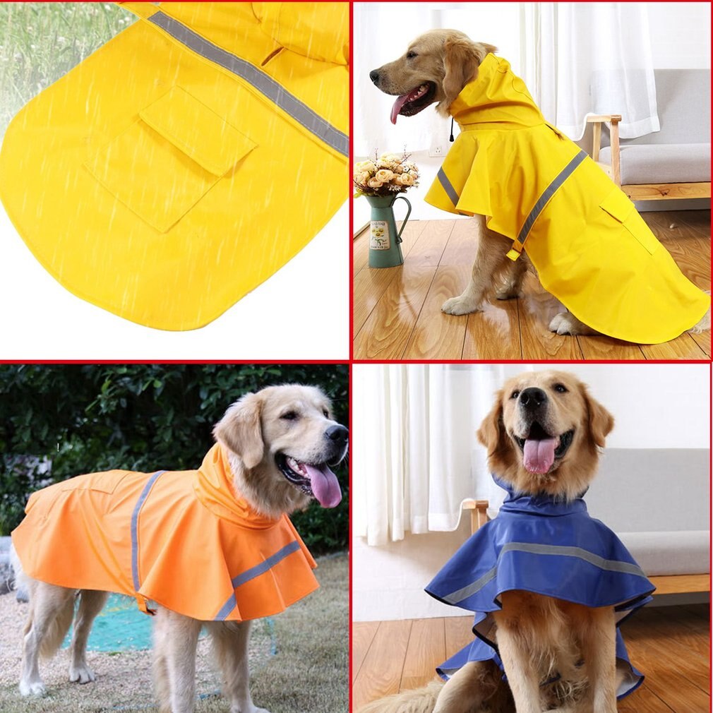 Vandtæt hundetøj letvægts regnjakke poncho med reflekterende strimmel regnfrakke til hunde i stort format sne forsvar