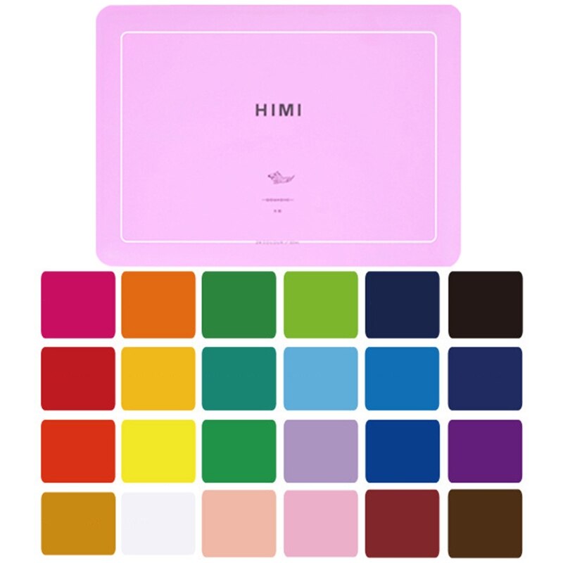Gouache maling sett 24 levende farger giftfri maling med bærbar sakspalett: Rosa