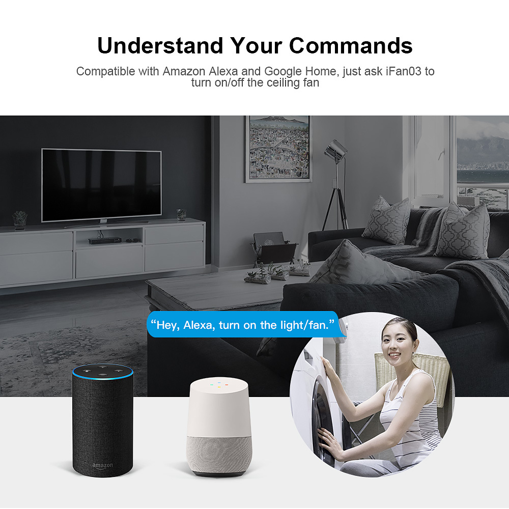 Sonoff ifan 03 rm433 slimme schakelaar ontvanger zender wifi afstandsbediening plafondventilator lichtsnelheidsregelaar dimmer google home