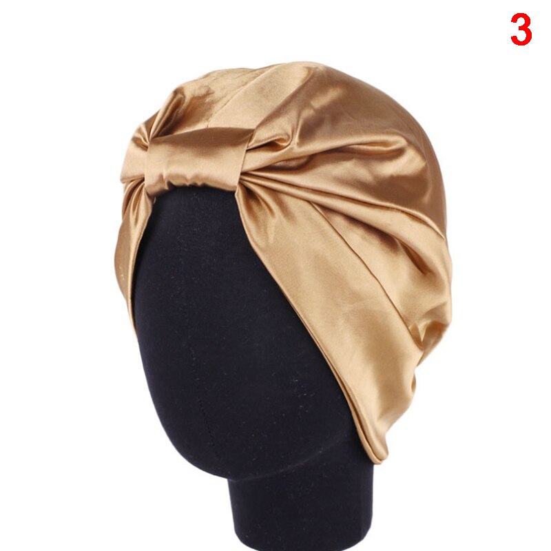 6 couleurs soie Salon Bonnet femmes sommeil Bonnet de douche élastique soins des cheveux Bonnet tête chapeau: N3