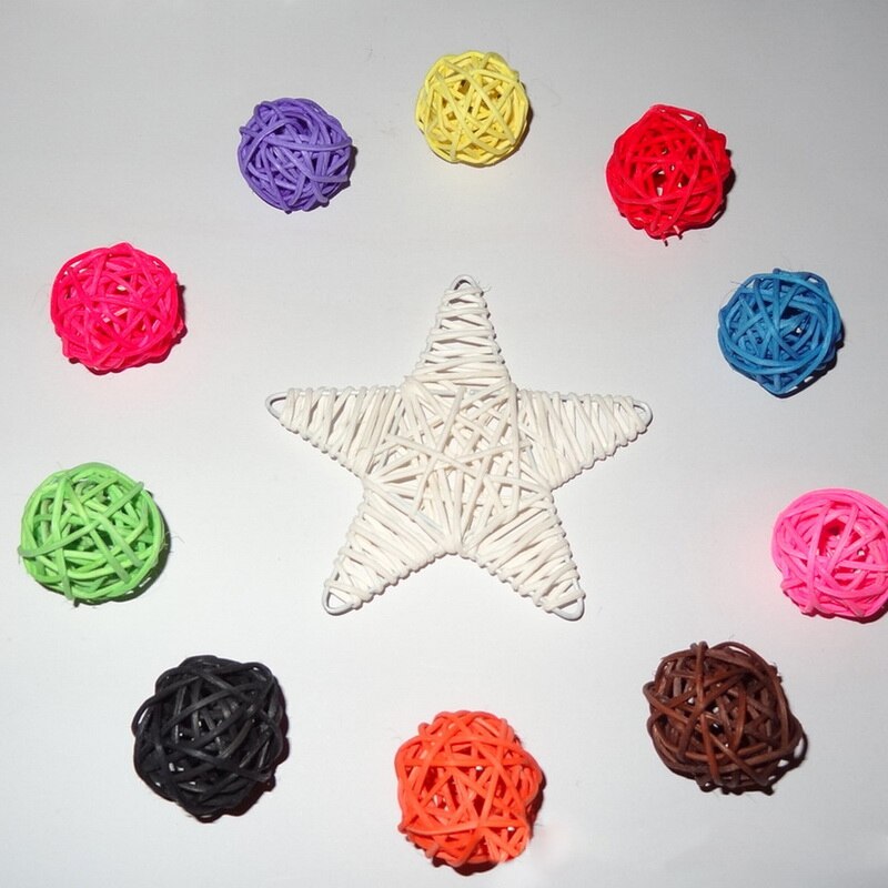 20pcs 3cm Multicolor Sepak Takraw Rattan Ball Birthday Party Decor Wedding Decorations Christmas Home Craft Ornament Baby Toys