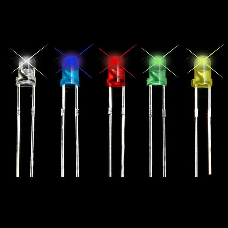 Caja de luz LED de 3mm, Kit de diodos surtidos de bricolaje, 5 colores variados, 500 Uds.