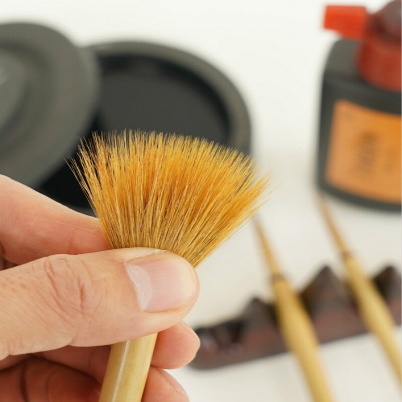 3 Stuks Schrijven Borstel Woodem Handel Wezel Haar Haak Lijn Pen Chinese Schrijven Handschrift Praktijk Kalligrafie Studenten Briefpapier