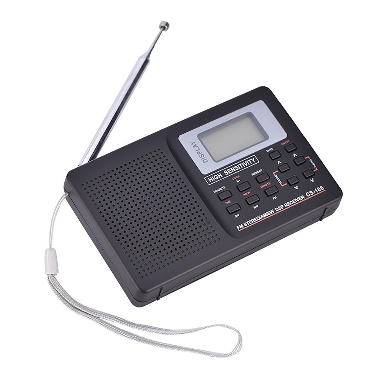 Mini FM Radio Portable Radio Receiver Support AM/FM/SW/MW/LW Full Frequency Radio Receiver Support Alarm Clock for Elderly