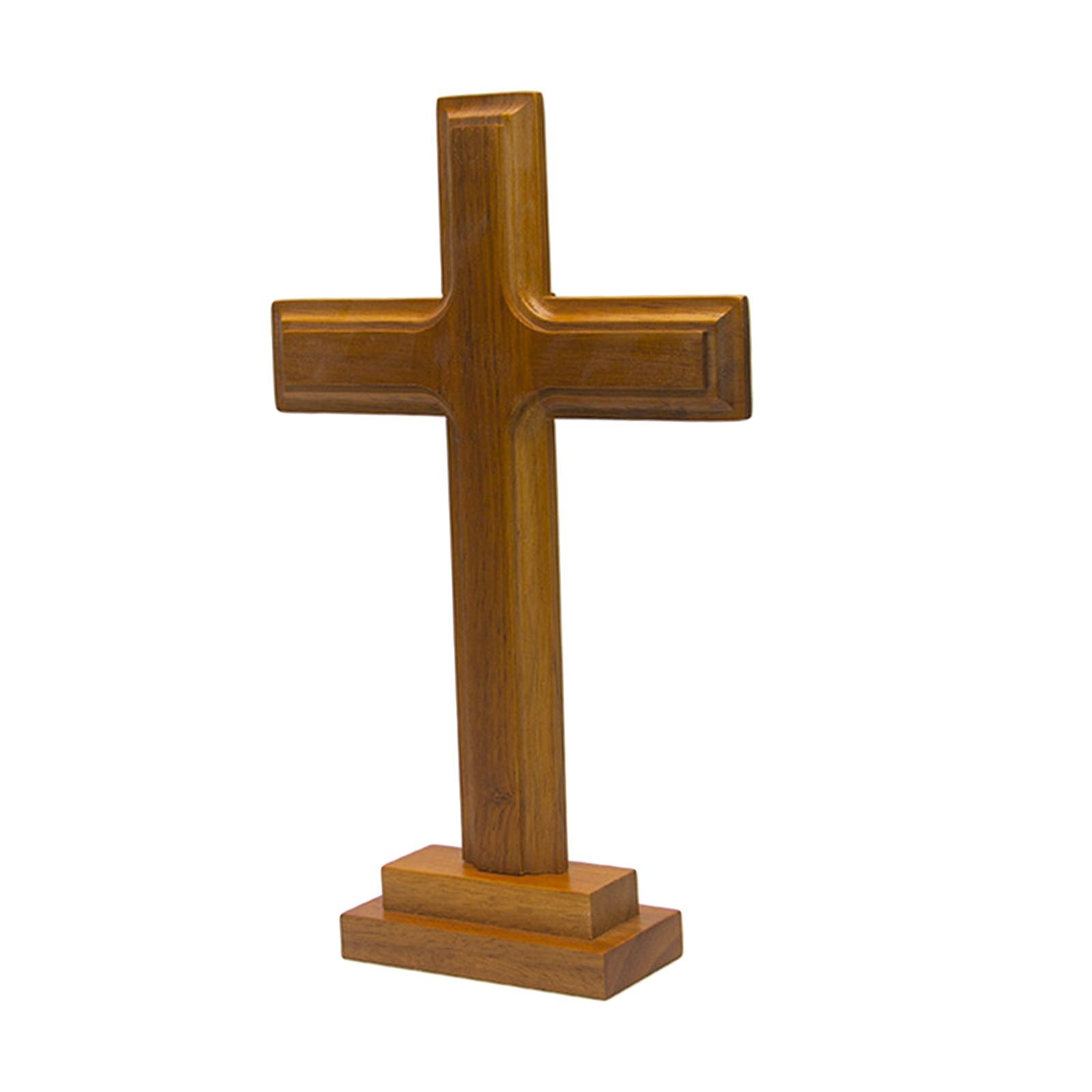 Hout Crucifix Cross Staande Jezus Dubbelzijdig Display Kruis Decor Jezus Christus W/ Stand Kerk Christendom Standbeeld Voor decor