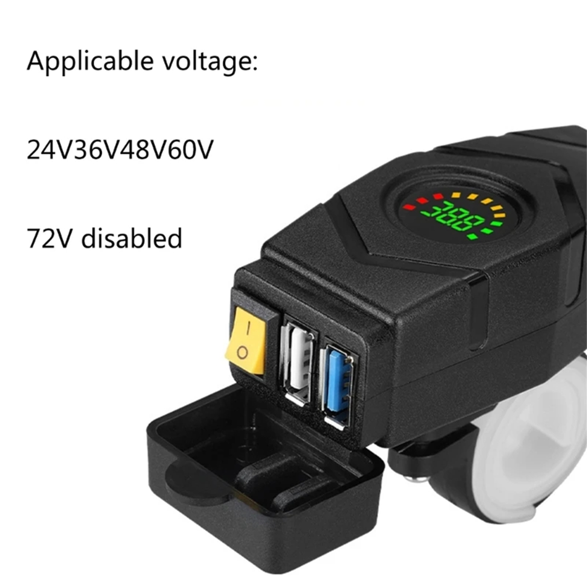 C1FB 20-80V E-bike stuur USB-oplader 24V 36V 48V 60V QC3.0 snelladeradapter (rood licht)