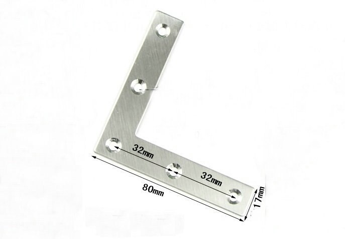 10 Pieces 80x80x17mm Stainless Steel Right Angle Plate Corner Bracket Thinckness 1mm
