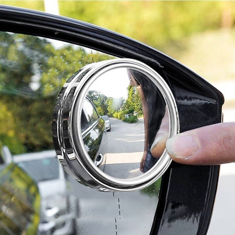 2 Pcs Car Round Frame Convex Blind Spot Mirror Wide-angle 360 Degree Adjustable Clear Rearview Auxiliary Mirror Driving Safety