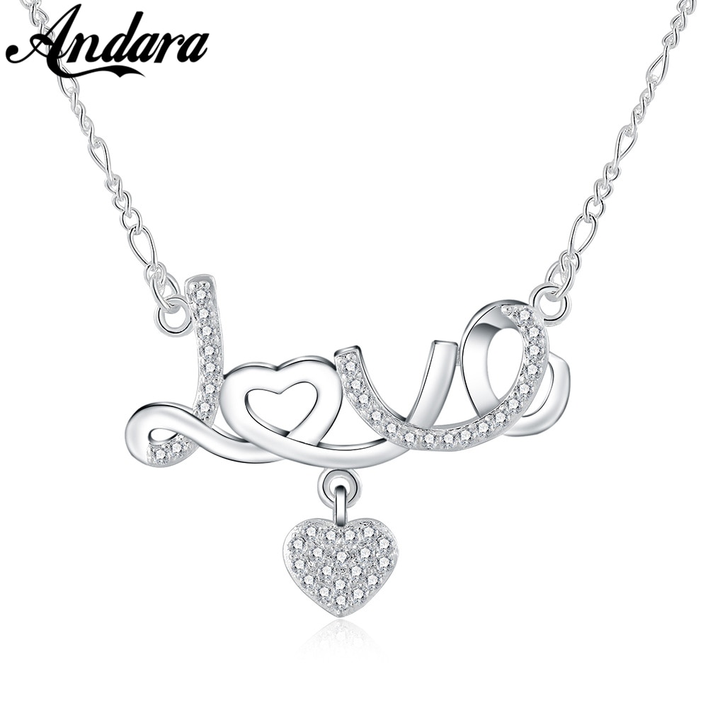 Collar de plata 925 con forma de corazón, para mujer, boda, de joyería