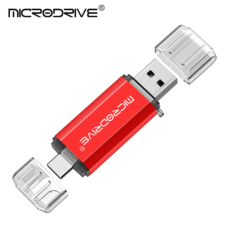 Type C USB Flash Drive OTG 2 IN 1 USB 2.0 Micro USB Pen Drive 128GB 64GB 32GB 16GB 8GB 4GB Pendrive Flash Drive: Red / 16GB