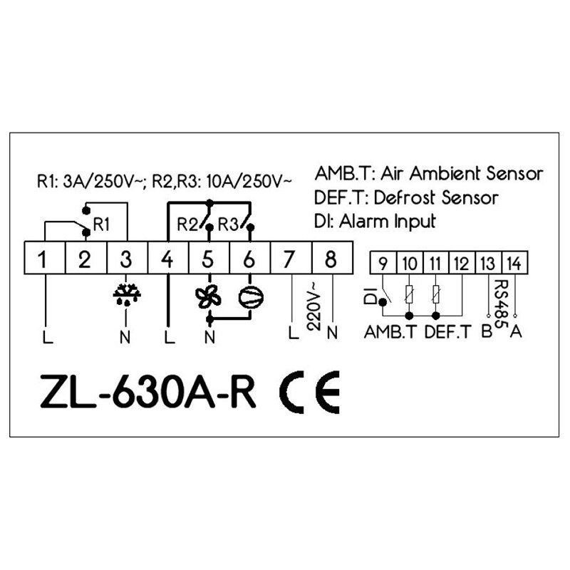 ZL-630A-R, régulateur de température RS485, régulateur de température numérique d'entreposage au froid, Thermostat, avec Modbus