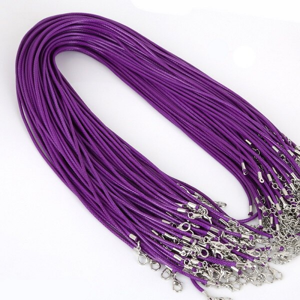 2mm 10 stks/partij Handgemaakte Verstelbare Gevlochten Touw voor Kettingen & Hanger Charms Bevindingen Karabijn String Koord DIY 45 cm + 5 cm: dark Purple
