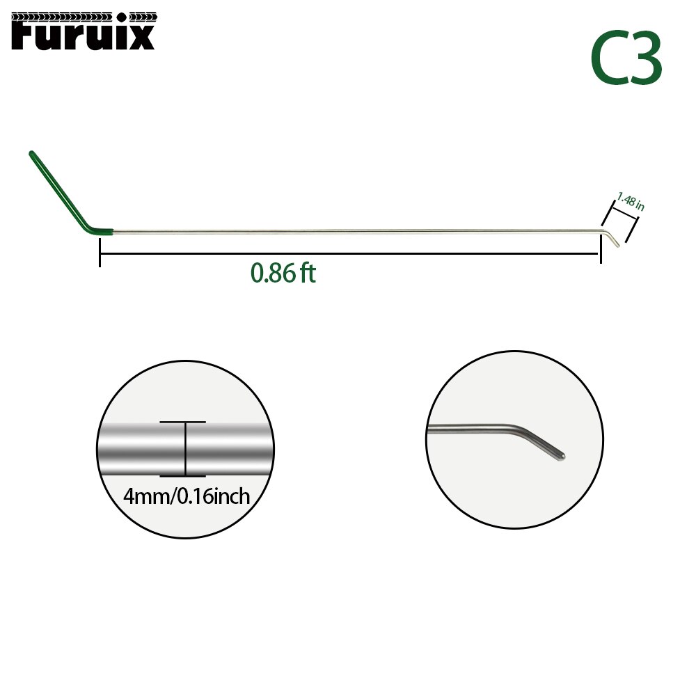 FURUIX 1/3/6 pcs PDR push Rods Set Paintless Dent Repair Tools Rods for Car Dent Remover Puller Hail Damage Repair Kit: Blue