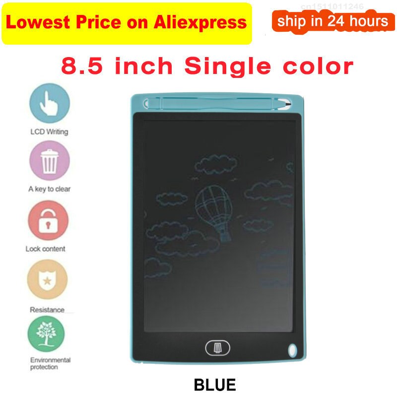 8.5Inch Electronic Drawing Board LCD Screen Writing Tablet Digital Graphic Drawing Tablets Electronic Handwriting Pad Board+Pen: Single color blue