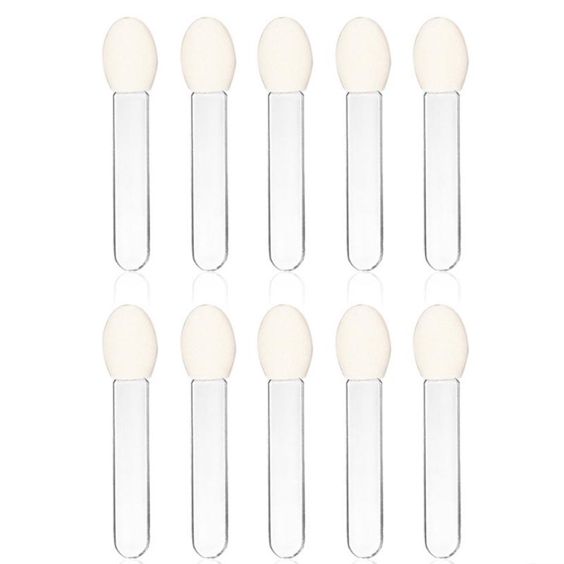 10 stk 2 in1 dobbelt svampehoved øjenskygge eyeliner børste blød bærbar øjenskygge applikator skønhed engangs makeup: Hvid