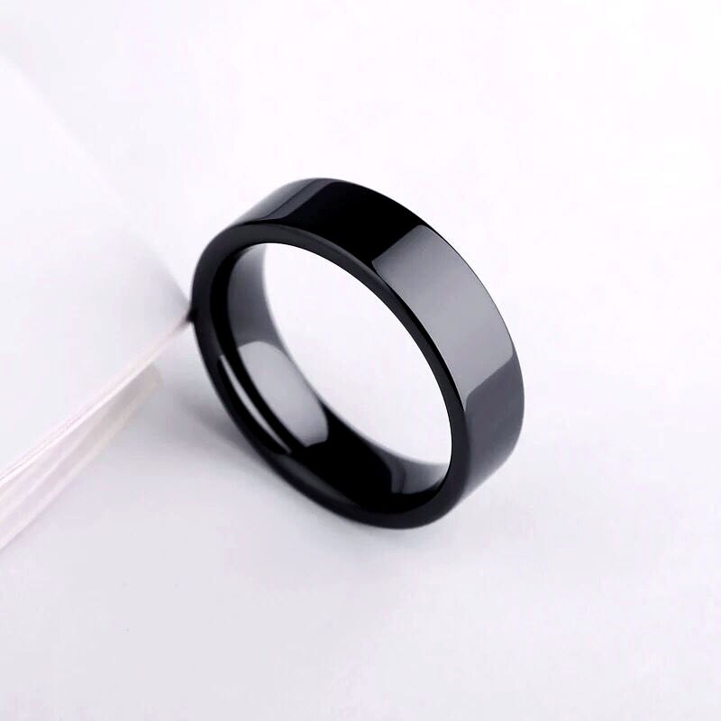 6Mm Zwart Roestvrij Stalen Ringen Voor Mannen En Vrouwen Sieraden Trouwringen Cool Dark Classic Unisex Ring Maat 6-13