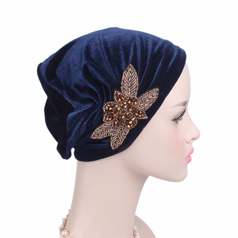 Turban en velours pour femmes, nouveaux bijoux, écharpe hijab, avec strass, bandeau islamique, pour la tête,