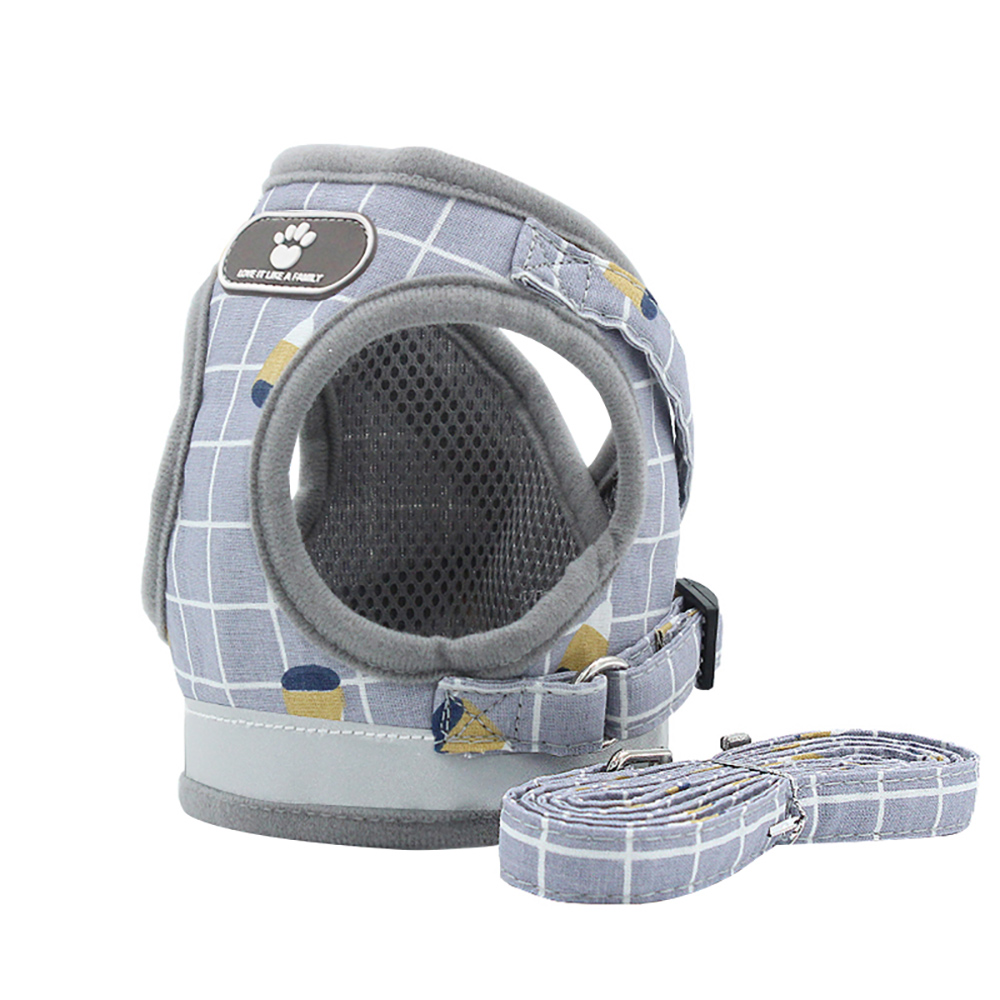 Gilets de harnais en maille pour chien, gilet respirant et léger réfléchissant, poitrine pour animaux de compagnie, sangles pour petits et moyens animaux de compagnie, fournitures d'accessoires: M / GRAY