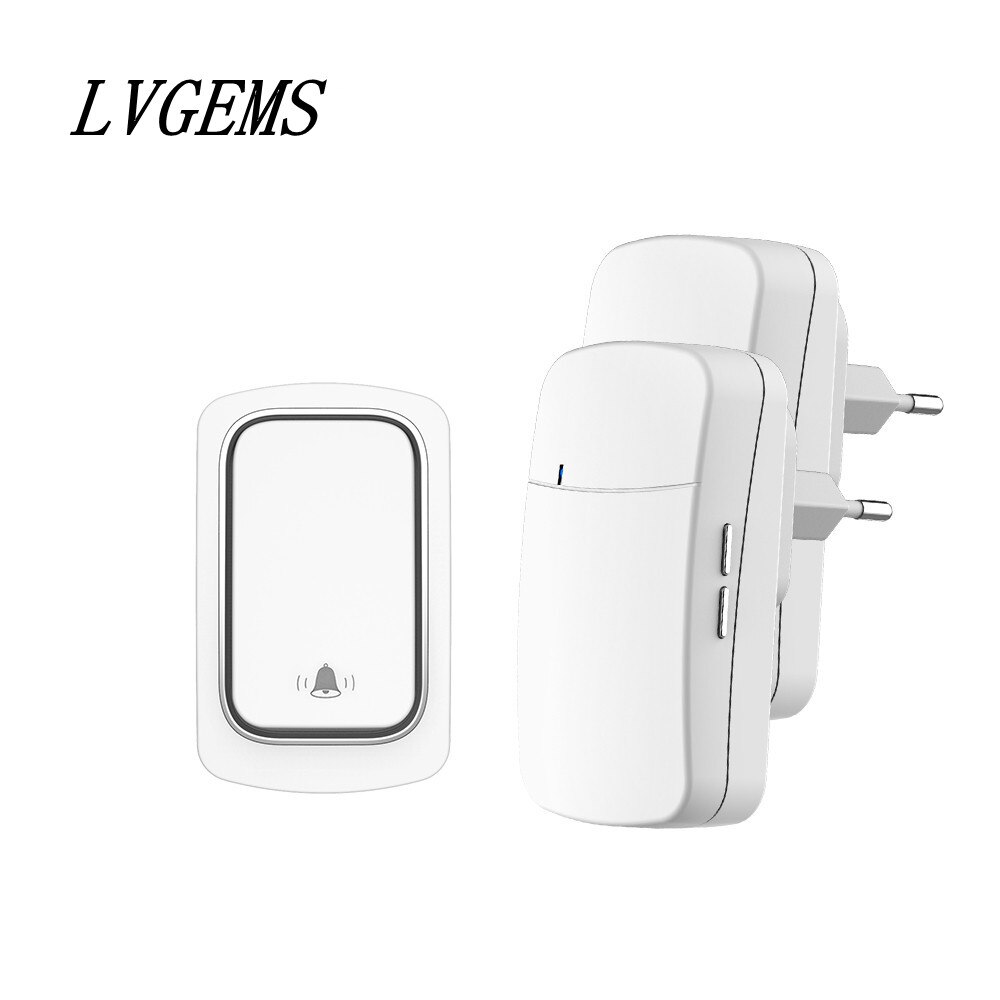 Sino de porta sem fio, com conector eua, ue, reino unido, à prova d&#39;água, sem fio, 150m de distância, 32 músicas, para porta de boas vindas: 1Button 2Receiver W / UK