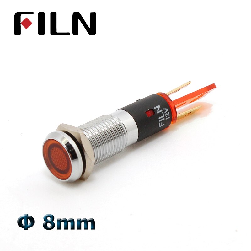 8mm 12v led symbol illuminated indicator light red green blue white amber led pilot lamp car dashboard warning light: silver no symbol