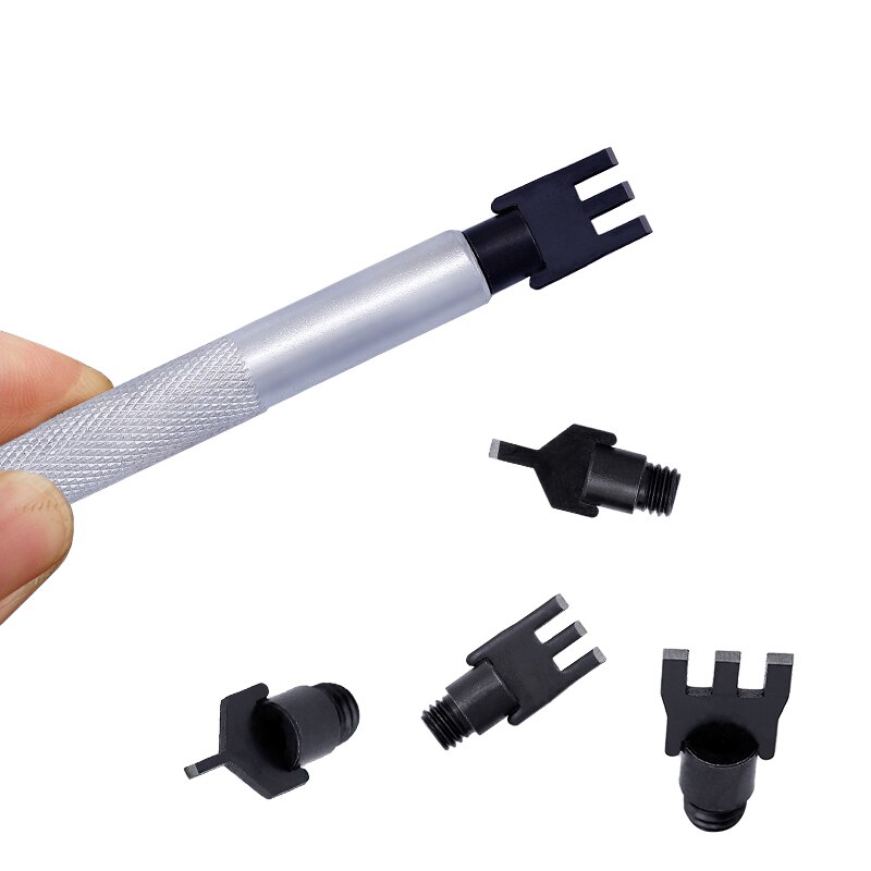 LMDZ Leather Flat Punch Tool Set Steel Handle Can Replacement Head Belt Hole Punching Leather Rope Weaving Chisel Craft Tool