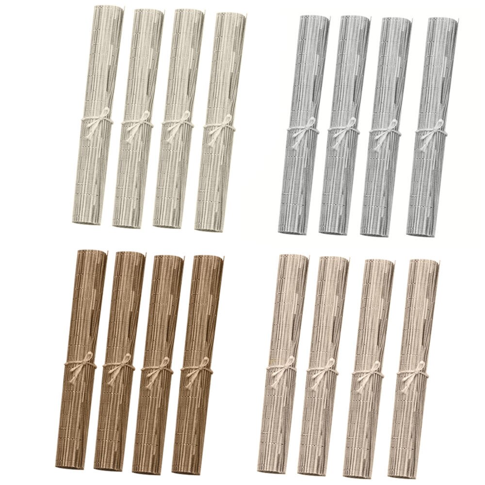 4Pcs/set Simple style Bamboo Plastic Placemats for Dining Table Runner PVC Place Mat in Kitchen Accessories Cup Wine Mat
