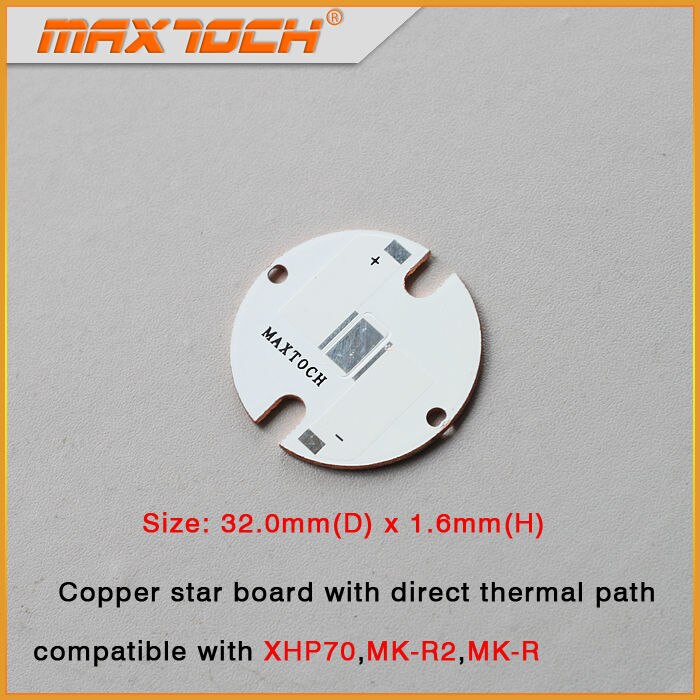 MAXTOCH Koper MCPCB Cree XHP70 MK-R2 MKR 32mm x 1.6mm Directe Thermische Pad Koperen Board