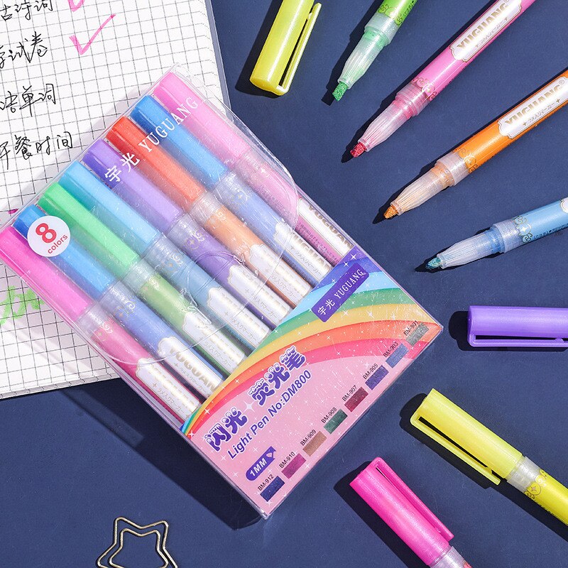 Fluorescent Highlighter Pen Markers Pastel Drawing Pen for Student School Office Supplies Cute Stationery