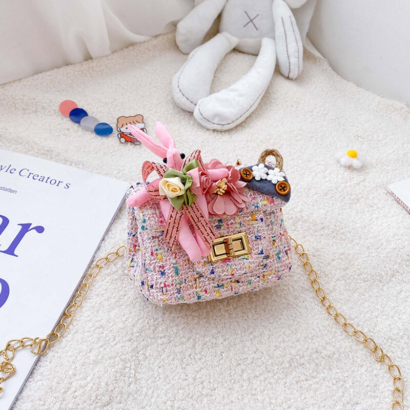 Mini bolsa estilo coreano mulheres de lã cruz sacos de corpo bonito meninas princesa bolsas e bolsas pérola do bebê embreagem bolsa