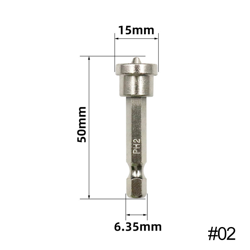 5 stk 25/50mm gipspladeskruer lokaliseringsskruetrækker bits  ph2 sekskantede skaft gipsplader borebits sæt dybdestop borebits værktøj: 50mm