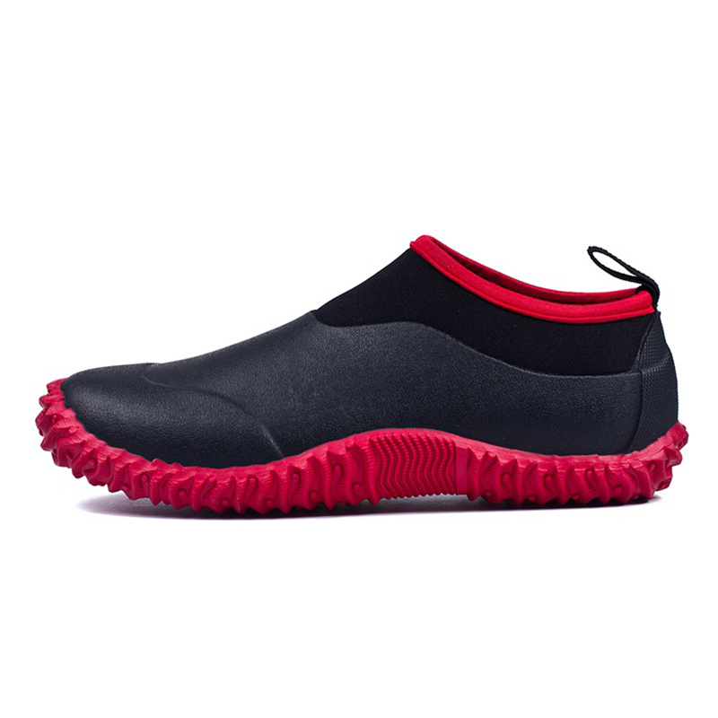Excargo Unisex Schoenen Rubber Laarzen Mannen Enkel Regenlaarzen Slip Op Casual Schoenen Mannelijke Waterdichte Water Schoen Regen Laarzen Rubber rood: 44