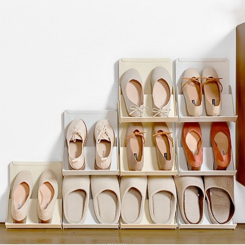 Stapelbaar Schoenenrek Zet In De Hoek Punch Gratis Rack Slippers Schoenen Organizer Opslag Gratis Stiksels Combinatie Schoen Rekken