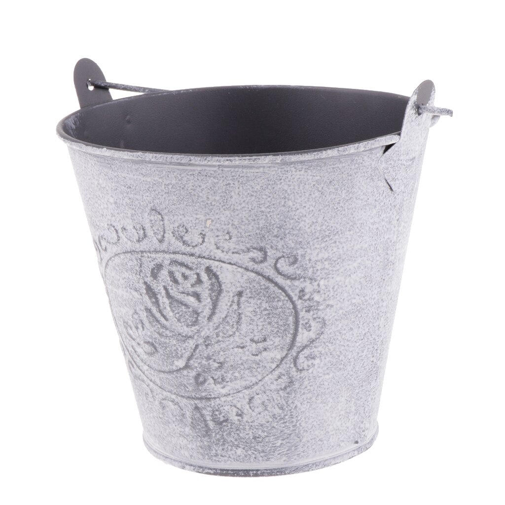 Galvanized Metal Storage Buckets Retro Rustic Flower Bucket for Countertop Balcony Garden Yard Decor