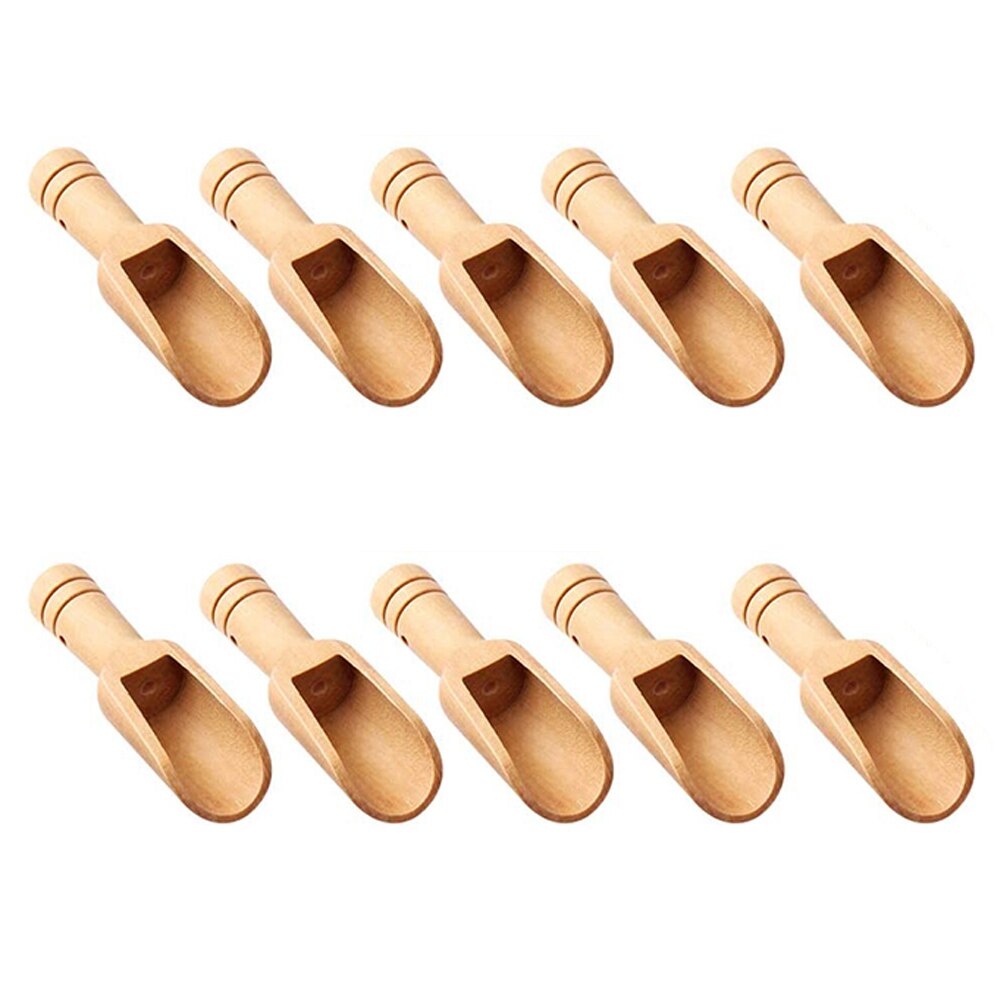 Obelix Mini Wooden Spoon, Mini Bath Salt Spoon, Wooden Candy Spoon, Washing Powder Spoon Set Baby Spoon For Home (3 Inches Long): 10PCS