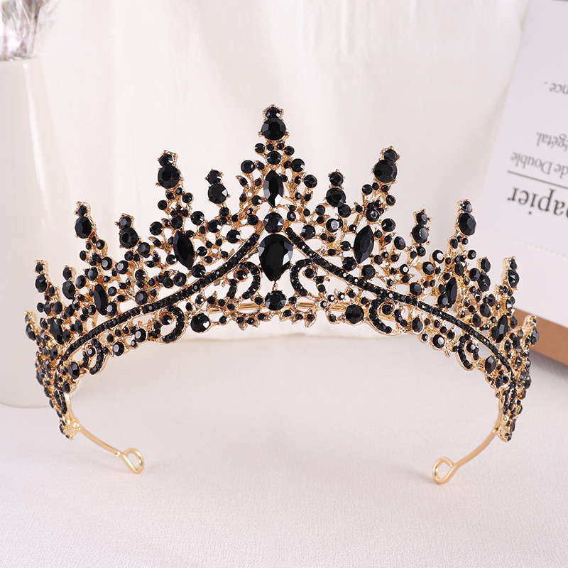 Tiaras nupciales de cristal de ópalo de Reina de princesa barroca, coronas, tocados elegantes de lujo, diadema, vestido de pelo de boda, accesorios de joyería: Color amarillo claro