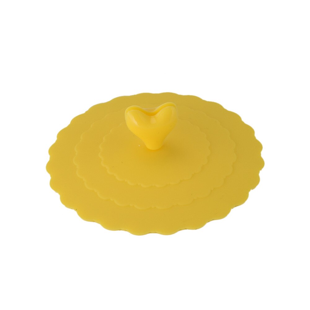 Love Heart Fashionable Food-grade Silicone Cup Cover Heat-resistant Safe Healthy Silicone Lids 9 Colors